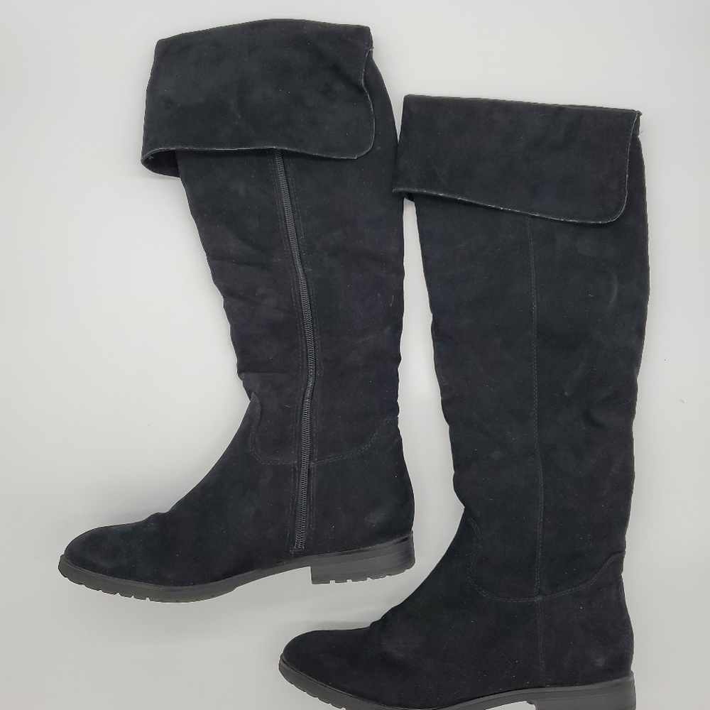 Knee high black boots womens